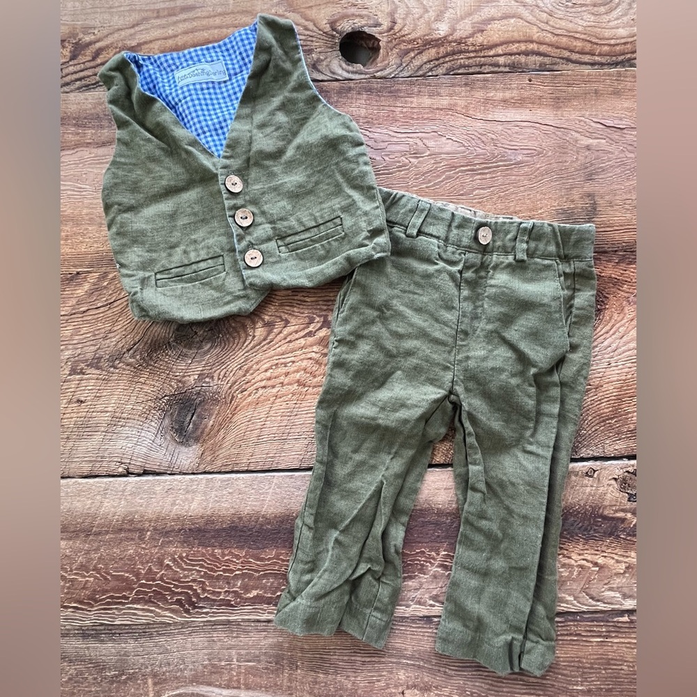 Small Shop Linen 18-24M Vest and Pants Set